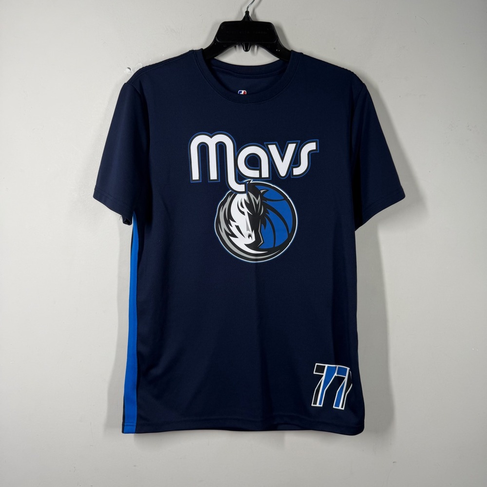NBA Dallas Mavericks Luka Doncic 77 Navy Blue Mesh Graphic Jersey Shirt Mens M